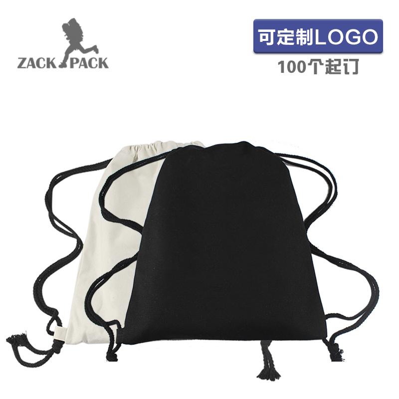 Canvas Bundle Pocket Backpack Student Sports Cotton Pulling Rope Bag Small Backpack Printing Customized LOGO